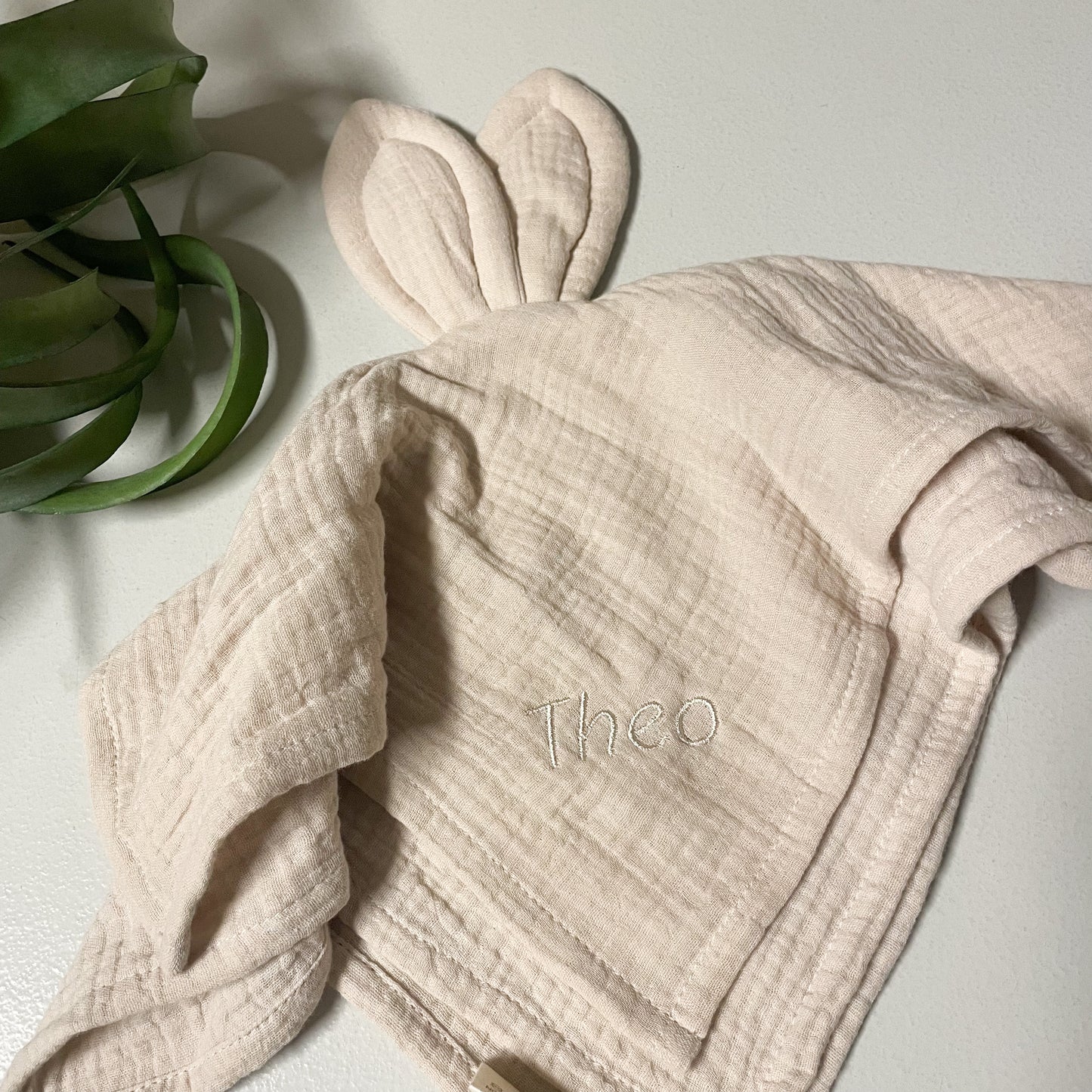Kuscheltuch mit Hasenohren in der Farbe creme / Schnuffeltuch Hase