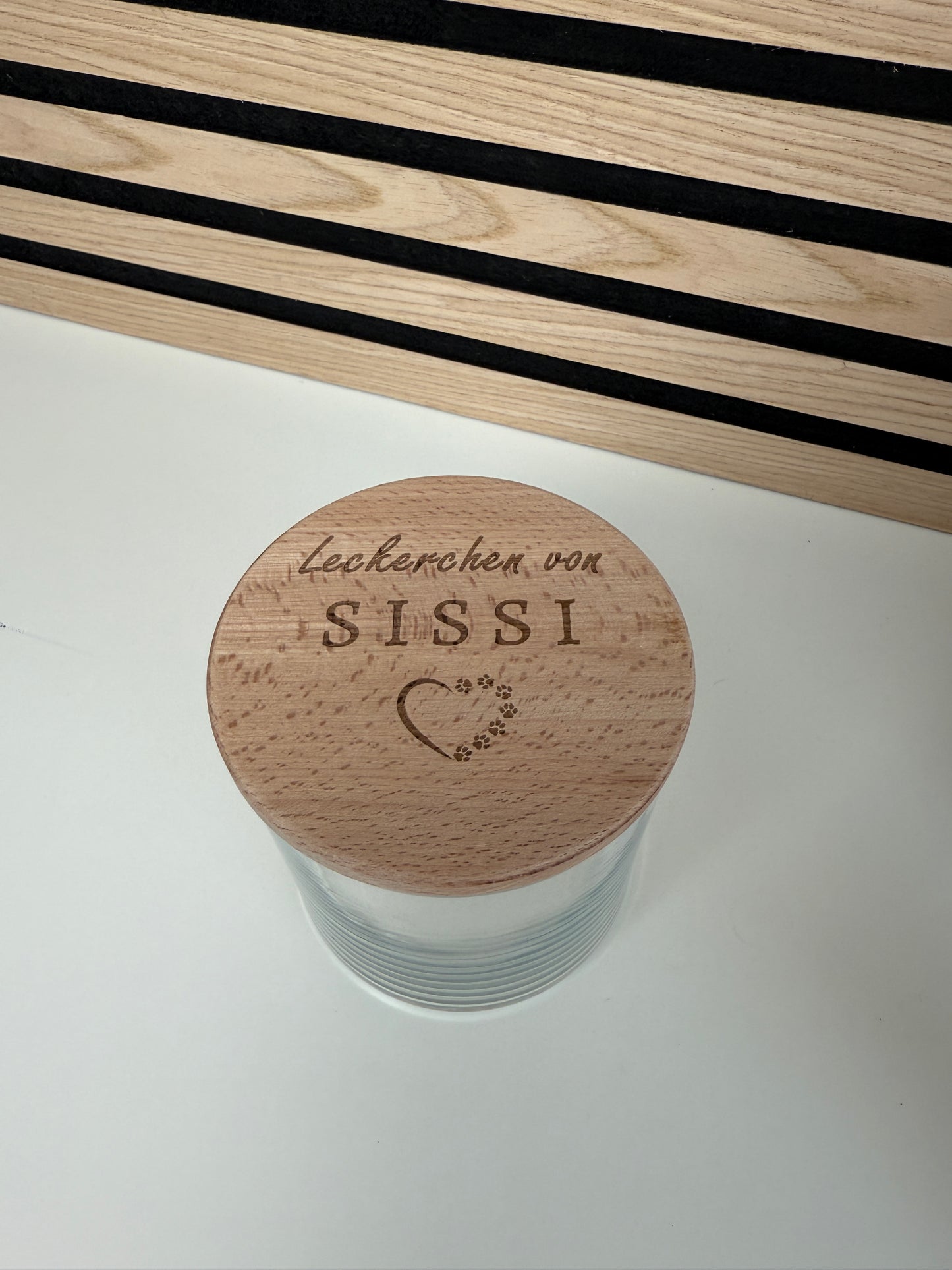 Leckerliglas| Leckerchen Vorratsglas mit persönlicher Gravur - Hund Herz