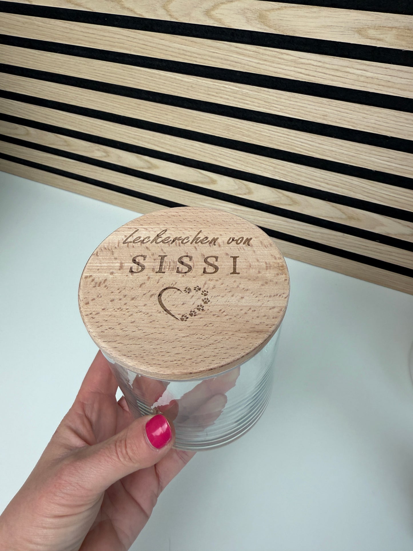 Leckerliglas| Leckerchen Vorratsglas mit persönlicher Gravur - Hund Herz