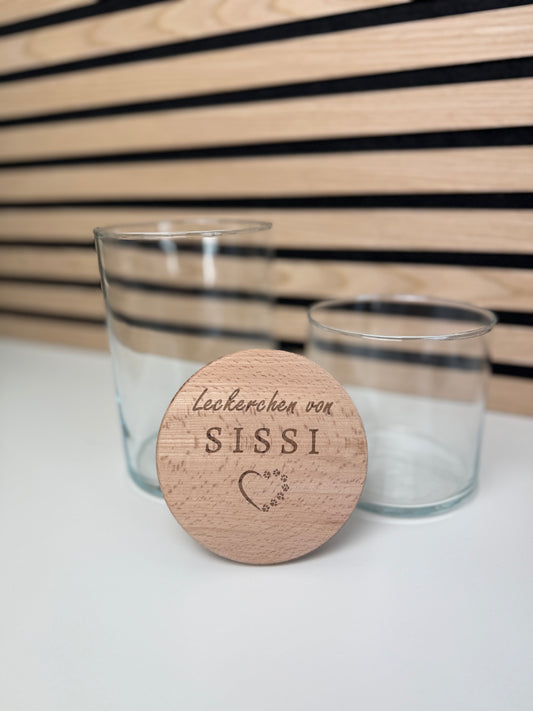 Leckerliglas| Leckerchen Vorratsglas mit persönlicher Gravur - Hund Herz