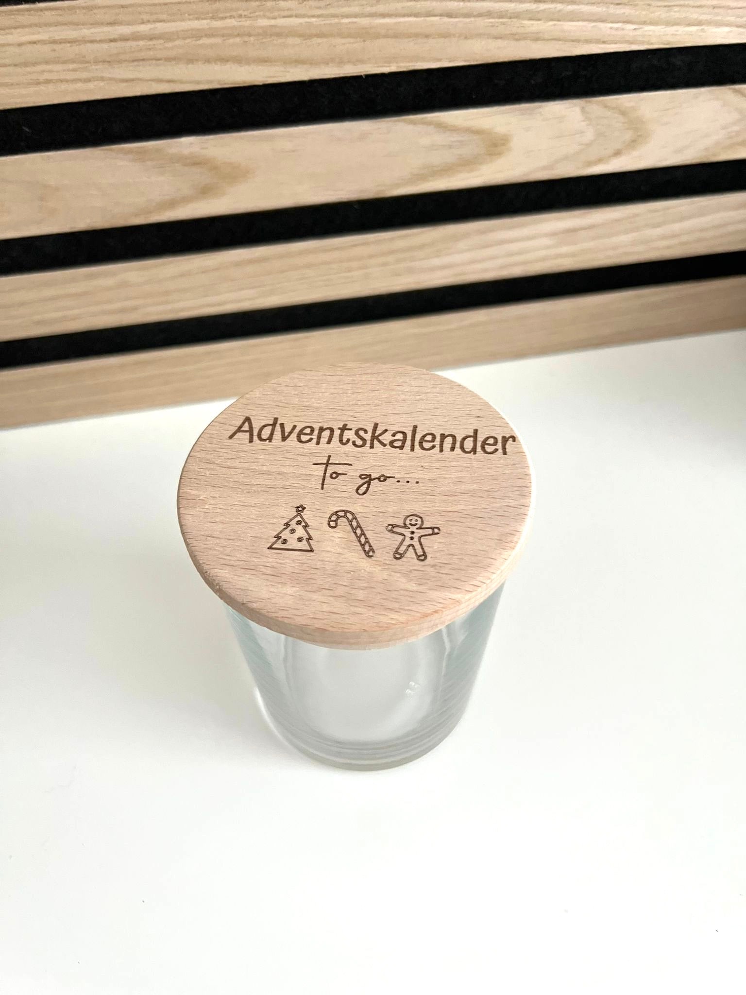 Adventskalender to go im Glas mit Deckel