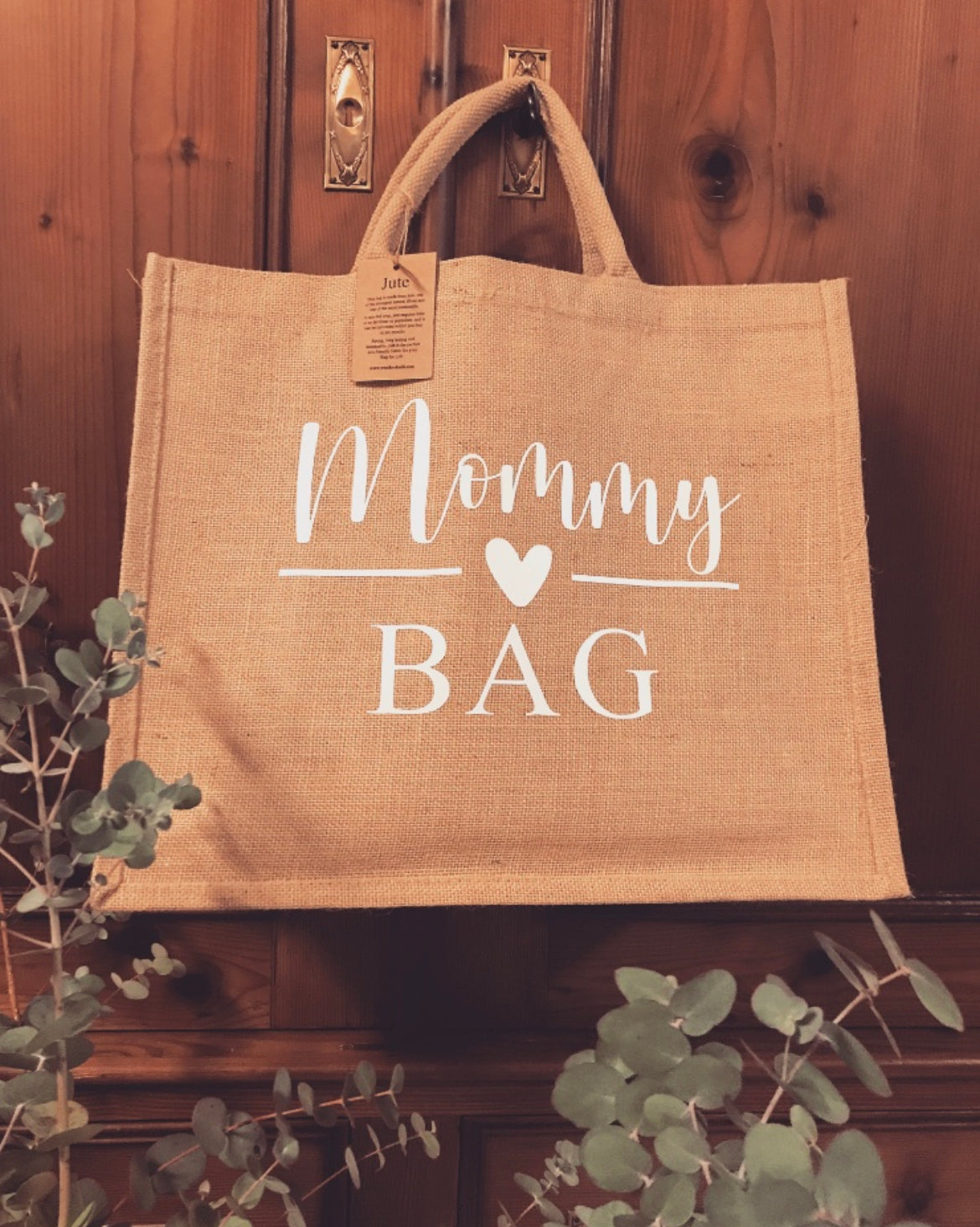 Mommy Bag -  Juteshopper mit weißer Aufschrift